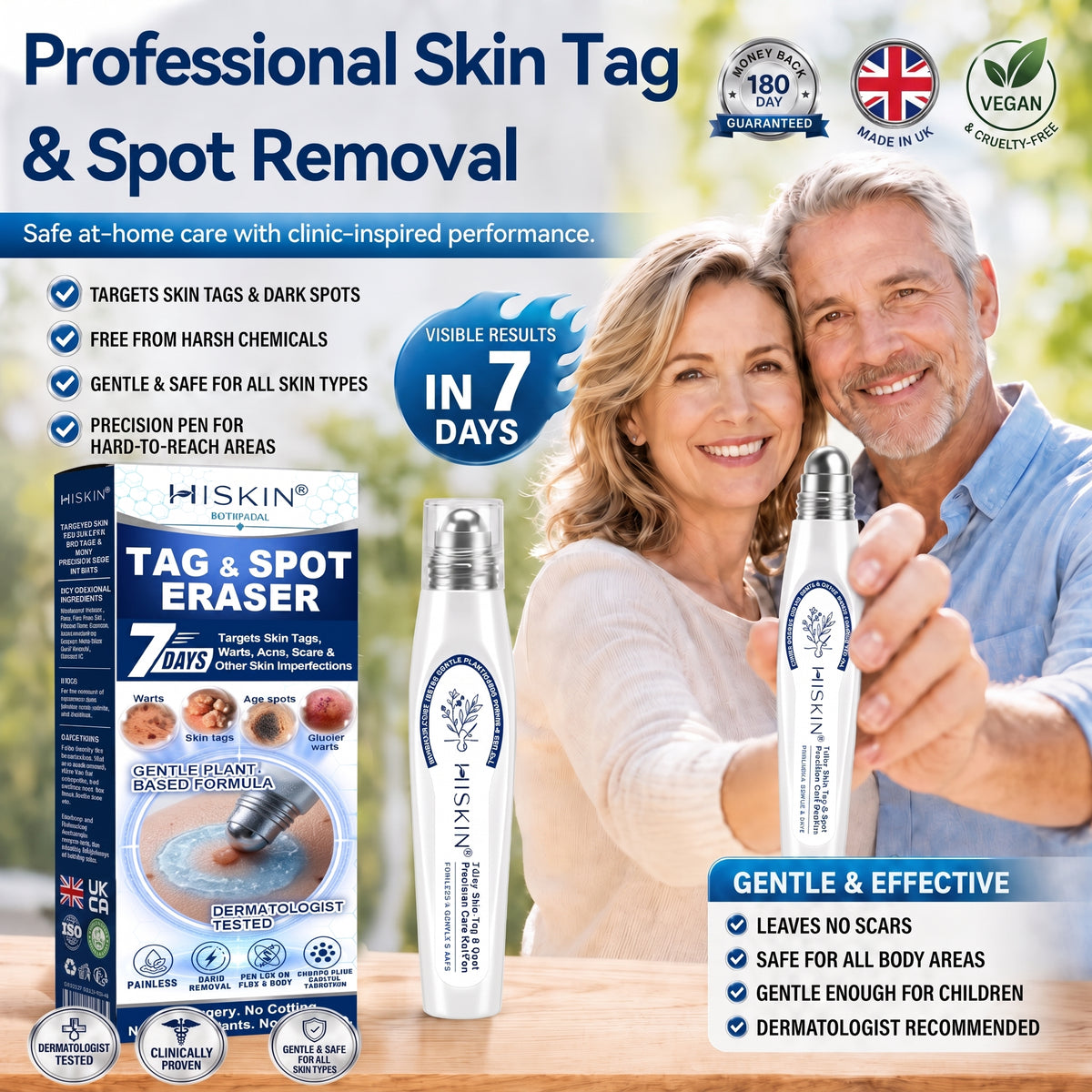 𝐇𝐈𝐒𝐊𝐈𝐍®👩‍⚕️ 𝟕-𝐃𝒂𝘆 𝐒𝗸𝐢𝐧 𝐓𝒂𝗴 & 𝐒𝐩𝙤𝐭 𝐄𝐫𝒂𝐬𝙚𝐫 Painless & Scar-Free Advanced Imperfection Removal Rollerball Pen
